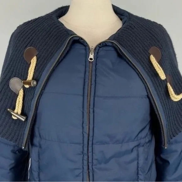 Daughters of the Liberation Navy Toggle Cape Puffer Jacket Anthropologie M - Picture 3 of 10